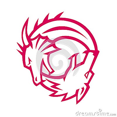 Yin Yang Dragon and Wolf Icon Vector Illustration