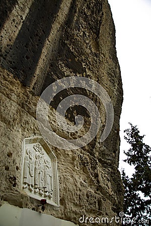 Icon in the rock in Inkerman rock monastery Stock Photo