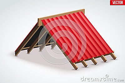 Icon of Roof with Wave Metal Cover Vector Illustration