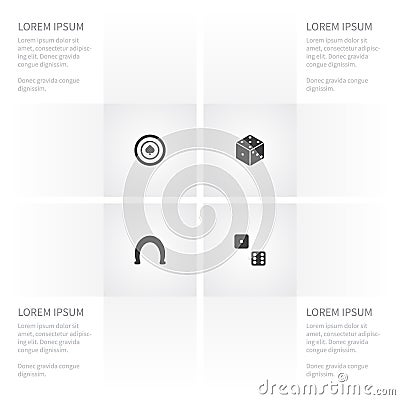 Icon Roulette Set Of Unguis, Peaks, Dice And Other Vector Objects. Also Includes Dice, Luck, Hoof Elements. Vector Illustration