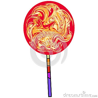 Icon round candy on a stick Vector Illustration