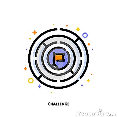 Icon of round labyrinth or maze for business challenge concept Vector Illustration