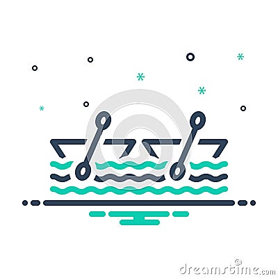 Mix icon for Row, rower and boat Vector Illustration