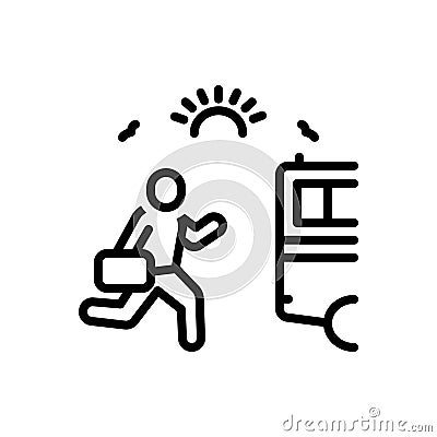 Black line icon for Run, hurrying and chase Vector Illustration