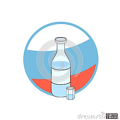 Icon russian bottle of vodka Vector Illustration