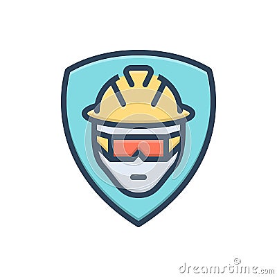 Color illustration icon for Safety, defense and worker Cartoon Illustration