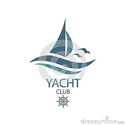 Yacht and waves icon Vector Illustration