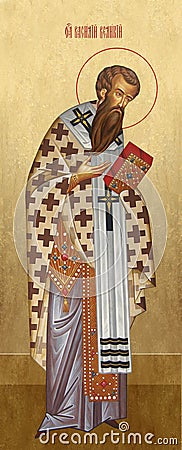 Icon of Saint Basil the Great on a Golden background Stock Photo