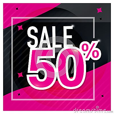 Icon Sale and special offer. 50% off. Vector illustration. Vector Illustration