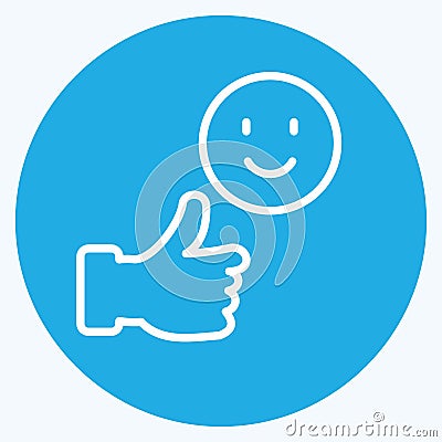 Icon Satisfaction. suitable for Feedback symbol. Blue Eyes Style. simple design editable. design template vector. simple symbol Cartoon Illustration