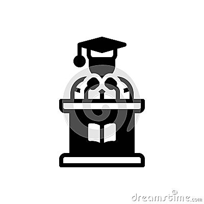 Black solid icon for Scholar, learned and graduate Vector Illustration