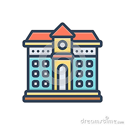 Color illustration icon for School, seminary and building Cartoon Illustration