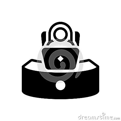 Black solid icon for Secretary, laptop and reception Vector Illustration