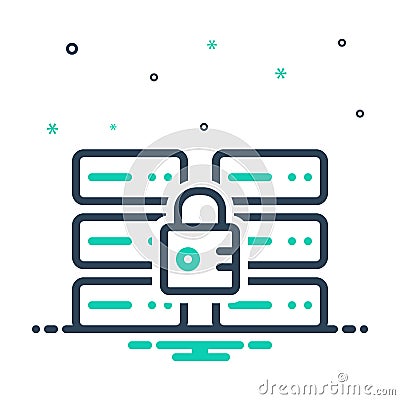 mix icon for Secure Database, password and security Vector Illustration