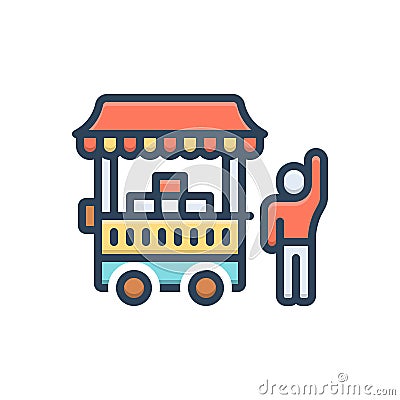 Color illustration icon for Sellers, merchant and salesman Vector Illustration