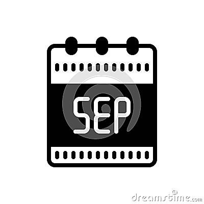 Black solid icon for Sept, calendar and reminder Vector Illustration