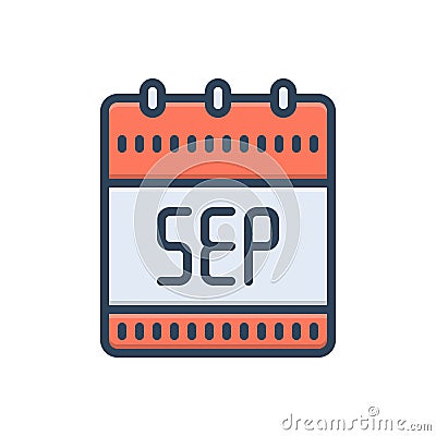 Color illustration icon for Sept, calendar and agenda Cartoon Illustration