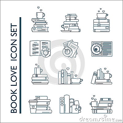 Icon set for book fans Vector Illustration