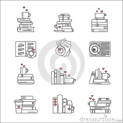 Icon set for book fans Stock Photo