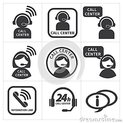 Icon set call center. Vector Illustration