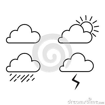 Icon set cloud weather. Clear sky. Rainbow graphic. Sun icon set. Vector illustration. stock image. Vector Illustration