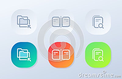 Duplicate search, file comparison and file search icons Vector Illustration