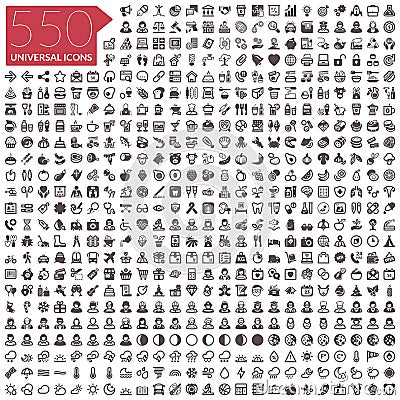 Icon set 550 Vector Illustration