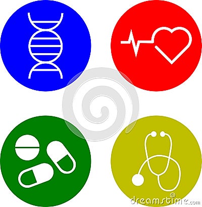 A icon set with four health care themed icons Stock Photo