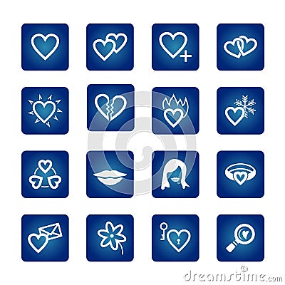 Icon set. Hearts, love, valentine Vector Illustration