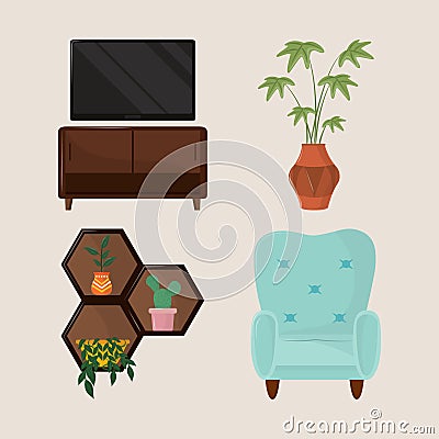 icon set home deco Vector Illustration