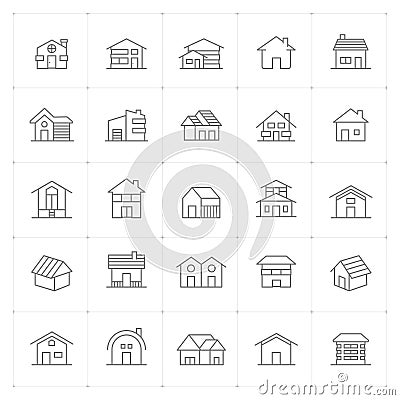 Icon set - Home thin line high detail Vector Illustration