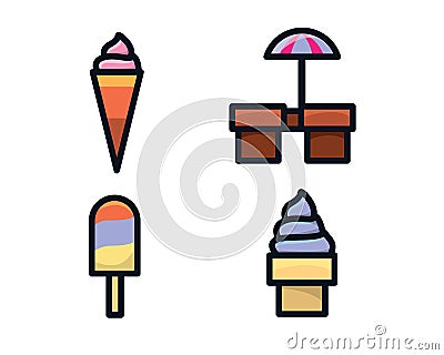 Icon set Ice Cream theme Vector Illustration