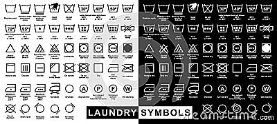 Icon set of laundry symbols Vector Illustration