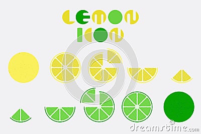 Icon set of lemon graphic with circular shape design. Vector Illustration