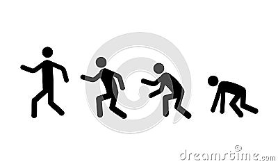 Icon set runner stick man Vector Illustration