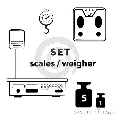 Icon set - scales, weighing, weight, balance Stock Photo