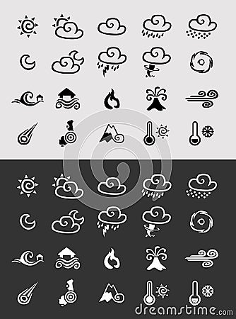 Icon Set Weather and Natural Disasters Vector Illustration