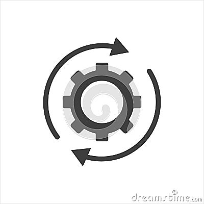 Icon setting parameters, setting the work gear with arrow, fully editable Stock Photo