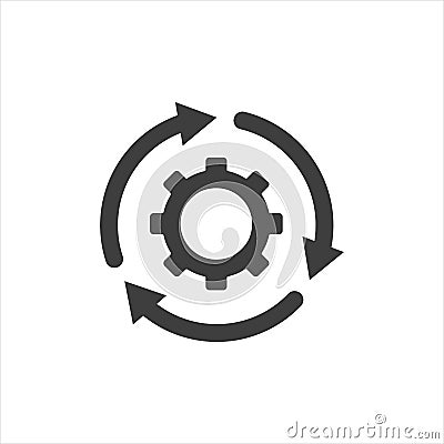 Icon setting parameters, setting the work gear with arrow, fully editable Stock Photo