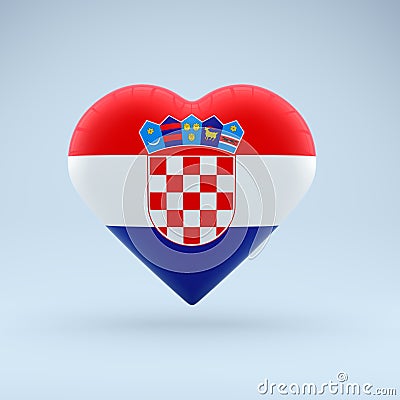 Icon in the shape of a heart with the image of the National Flag of Croatia. Stock Photo