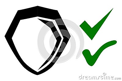 Icon Shield or protection true and false symbol, Simple Vector Doodle hand draw sketch Vector Illustration