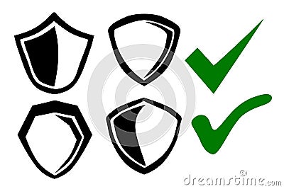 Icon Shield or protection true and false symbol, Simple Vector Doodle hand draw sketch Vector Illustration