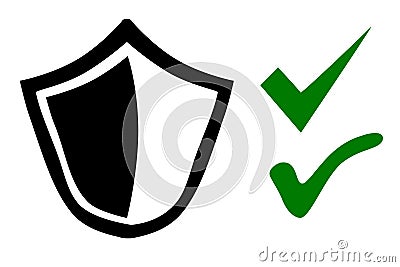 Icon Shield or protection true and false symbol, Simple Vector Doodle hand draw sketch Vector Illustration