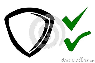 Icon Shield or protection true and false symbol, Simple Vector Doodle hand draw sketch Vector Illustration