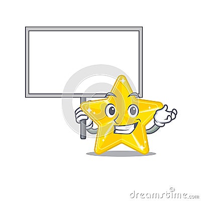 An icon of shiny star mascot design style bring a board Vector Illustration