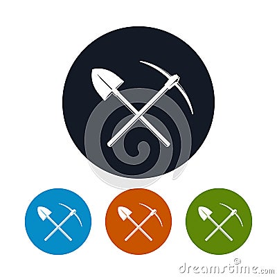 Icon Shovel and Pickaxe Vector Illustration