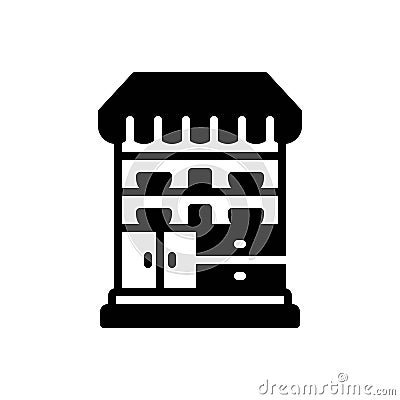 Black solid icon for Showcase, shop and cupboard Vector Illustration