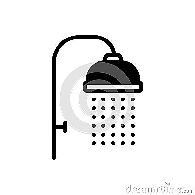 Black solid icon for Shower, sprinkling and downpour Stock Photo