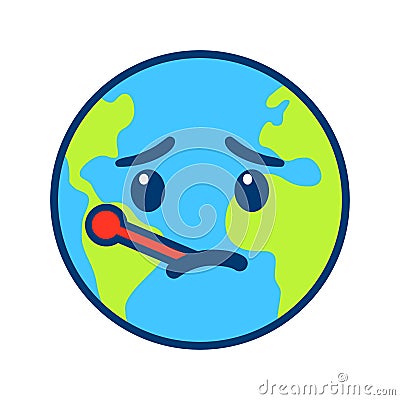 Icon of a sick planet on a white background. Vector illustration Stock Photo