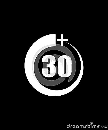 30+ icon, sign.Information icon for age limit - vector illustration Cartoon Illustration